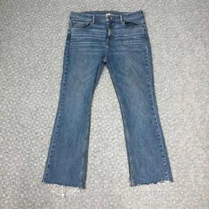 Harley Davidson Jeans Mens 32x26 Blue Straight Leg Stretch Raw Hem Denim Biker